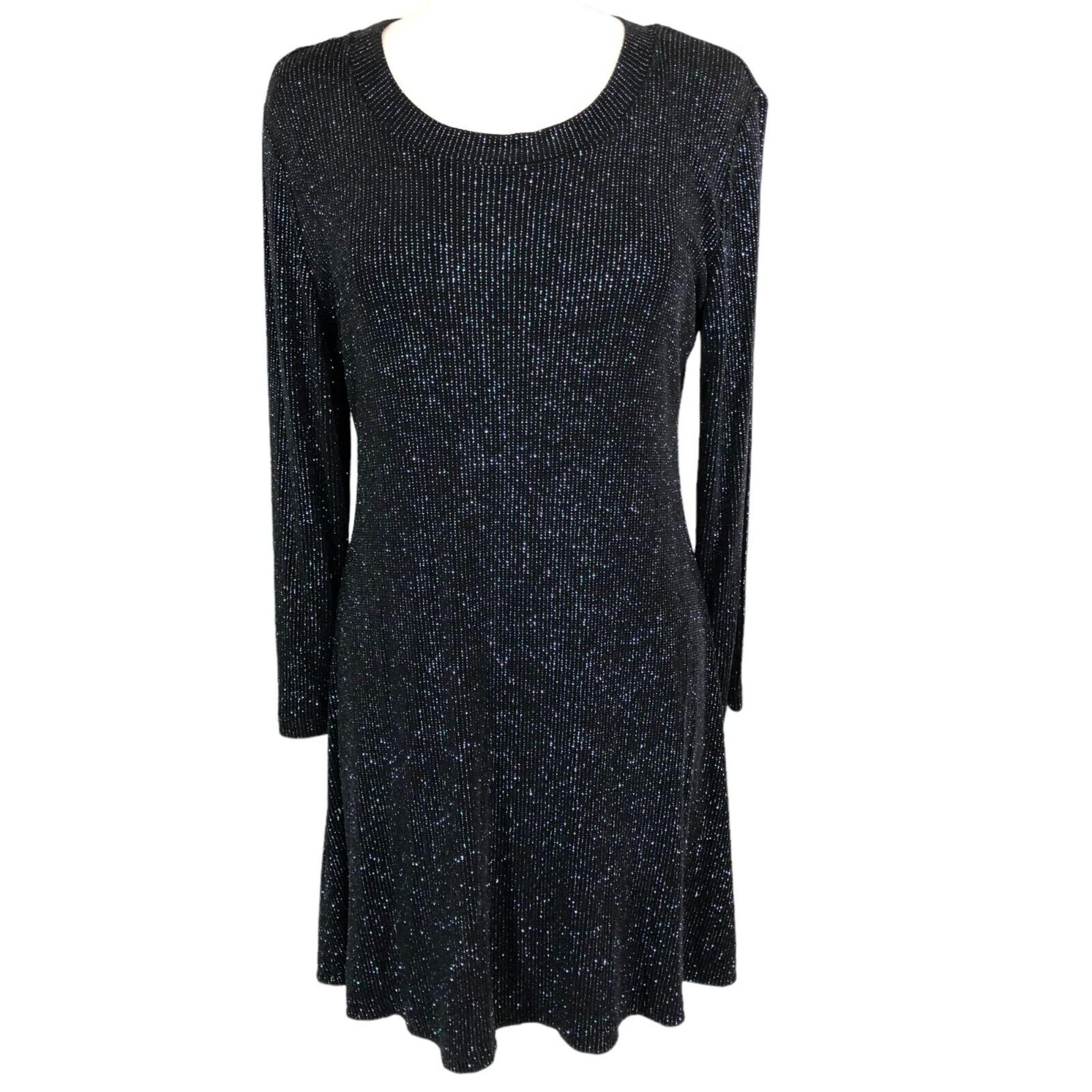 Ronni Nicole Evening Glitter Fit Flare Dress Knee Length Long Sleeves Size 12P
