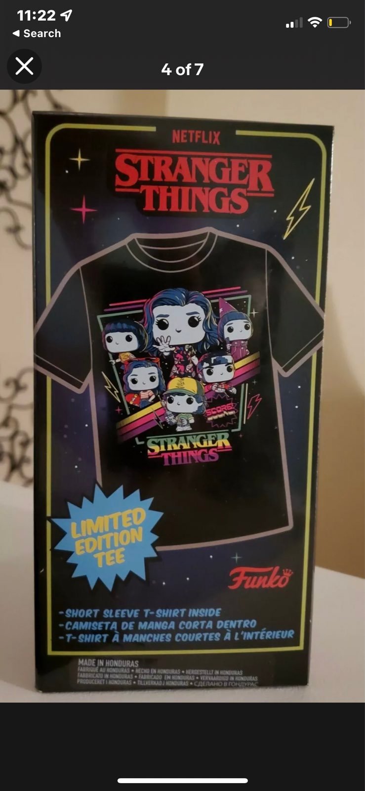 Stranger things blacklight arcade XL TSHIRT FUNKO