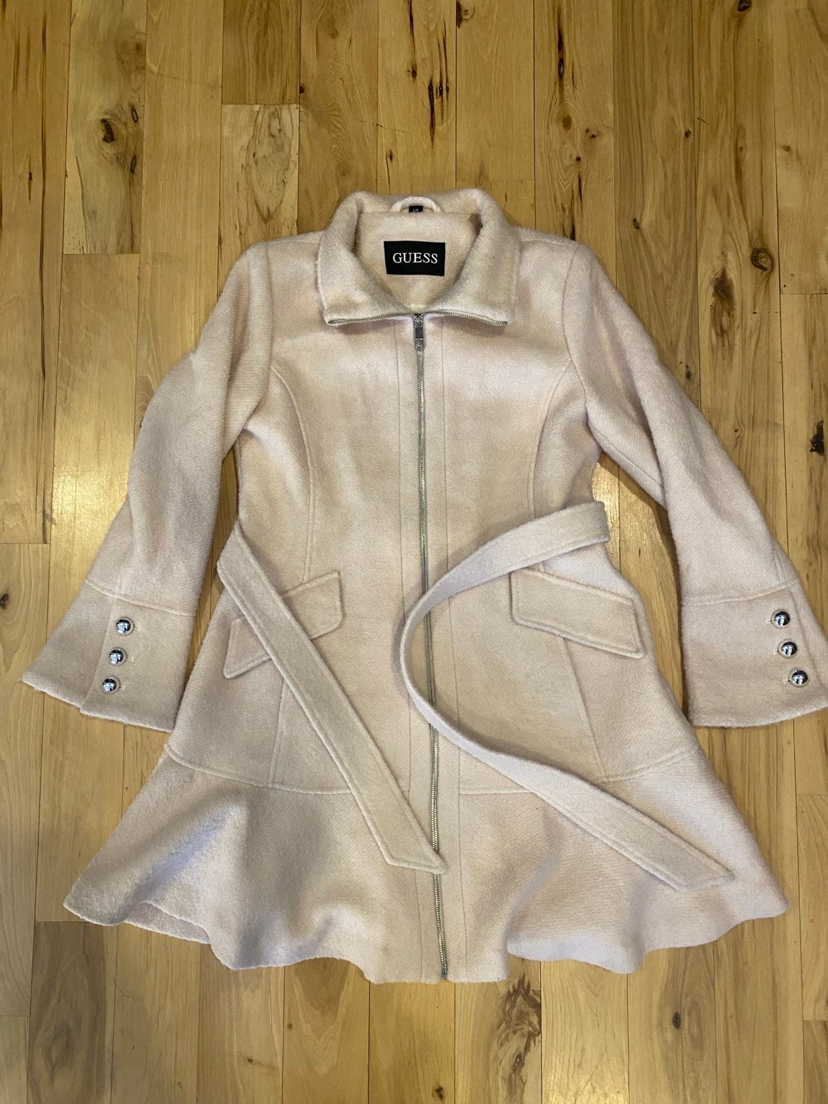 GUESS Dresscoat Women Drawstring Cinched Waist Pink Large