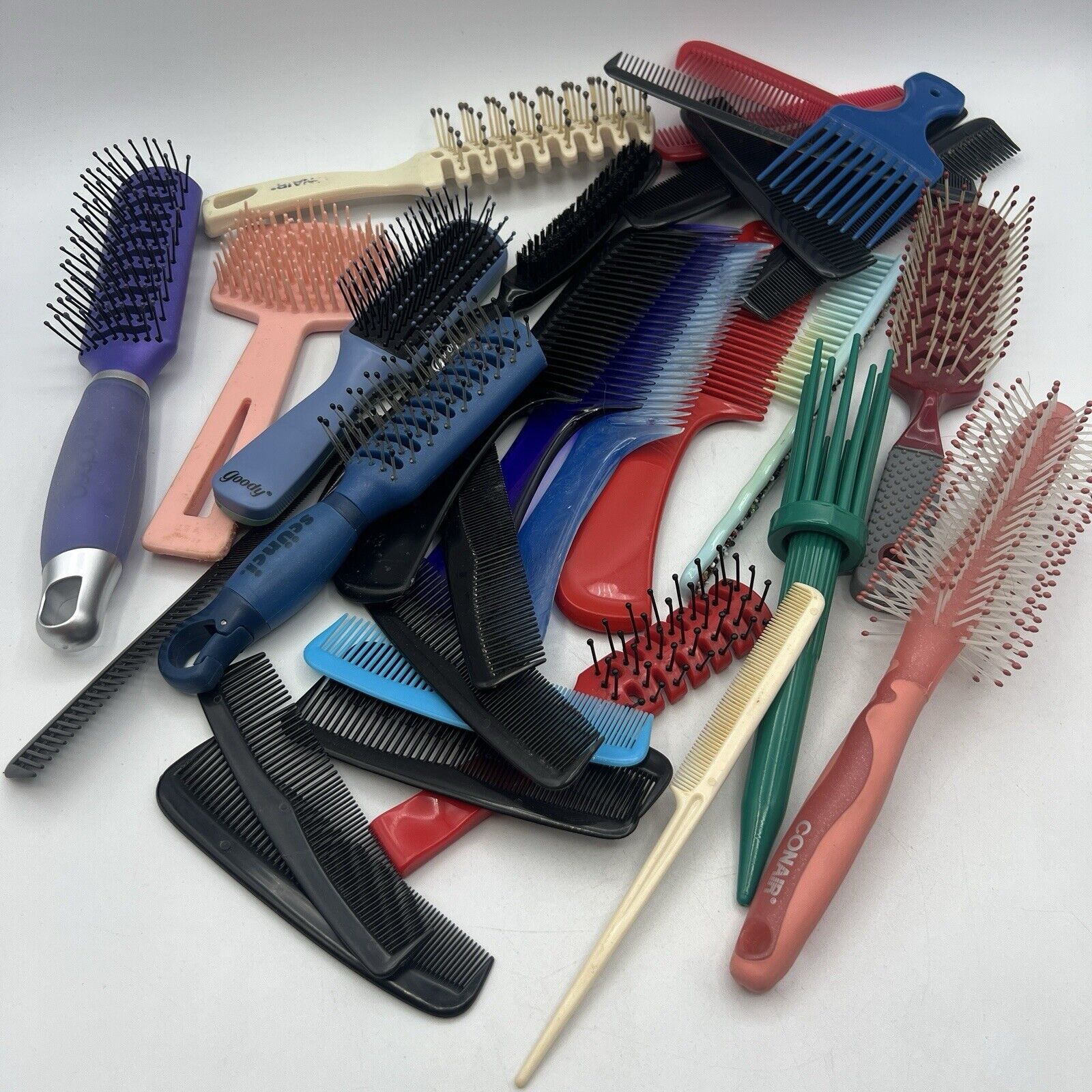 Lot 20+ Vintage Combs & Brushes USA Plastic Goody Unbreakable Pocket 80s 90s