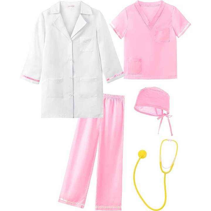 NWT ReliBeauty Kids Doctor Costume Color Pink Size 10-12