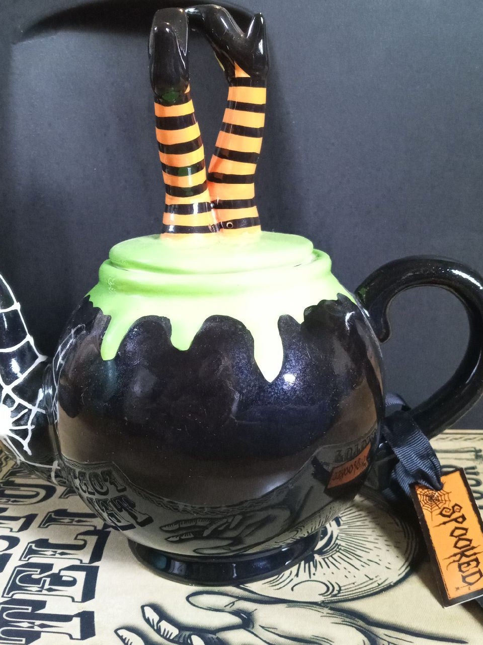 Halloween Witch leg teapot
