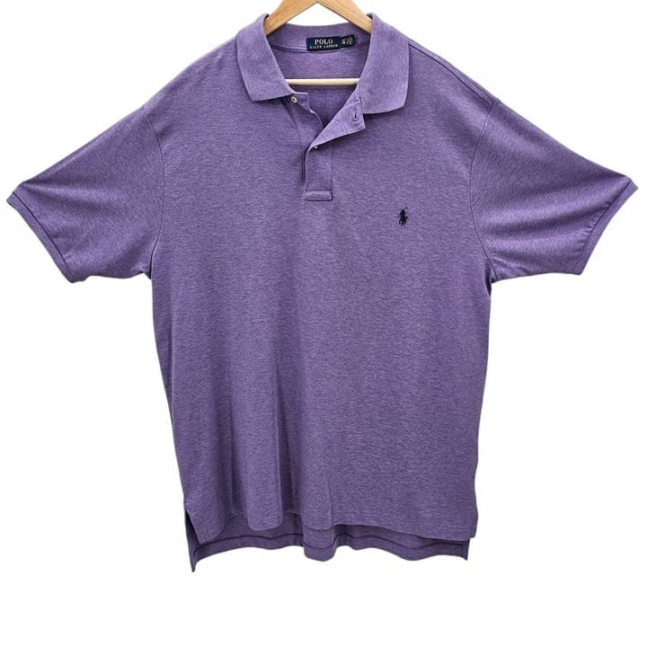 Polo Ralph Lauren Mens XLT Heathered Purple 100% Cotton Polo Shirt
