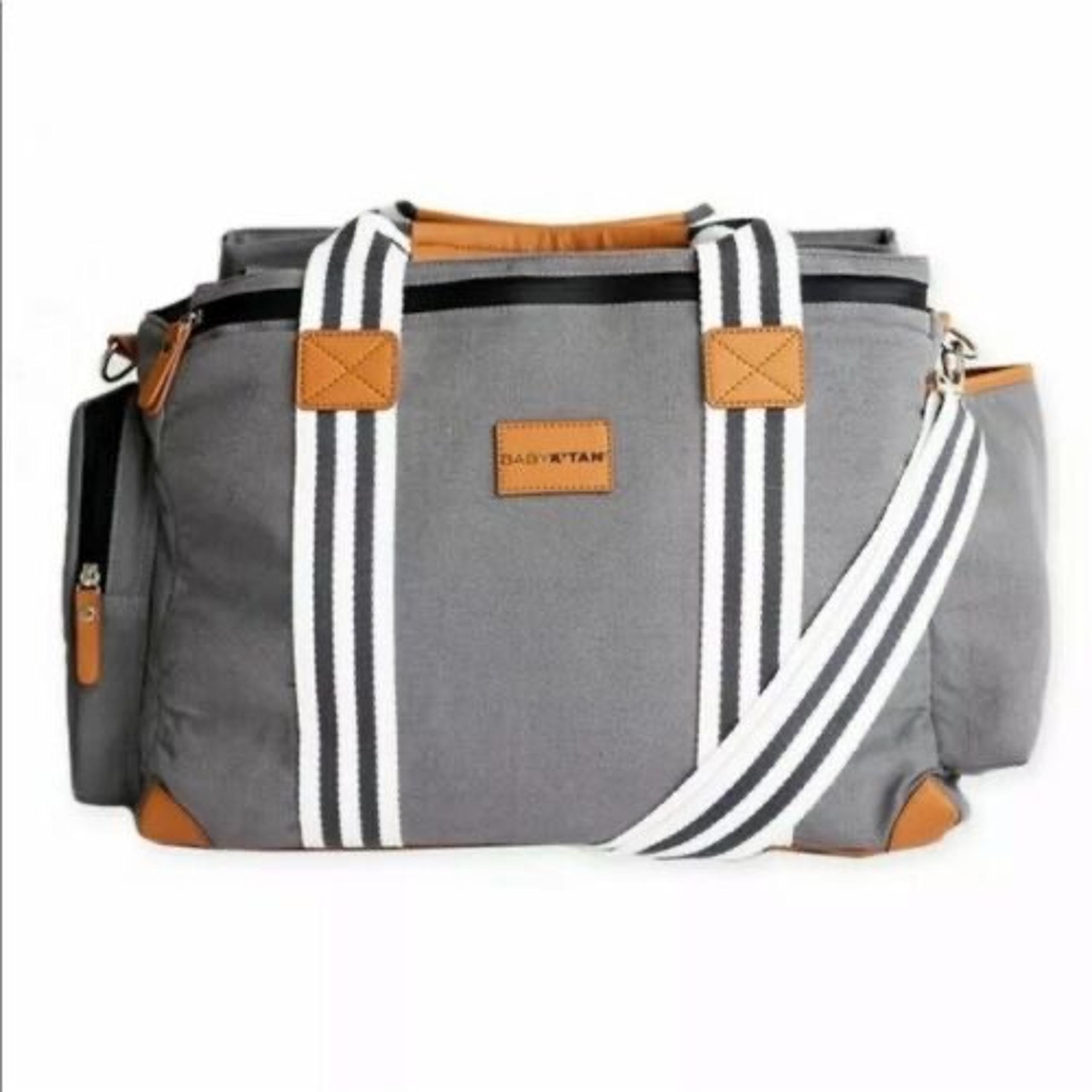 BABY K'TAN THE WEEKENDER TOTE DIAPER BAG CHARCOAL W/STRIPES INSULATED NWT