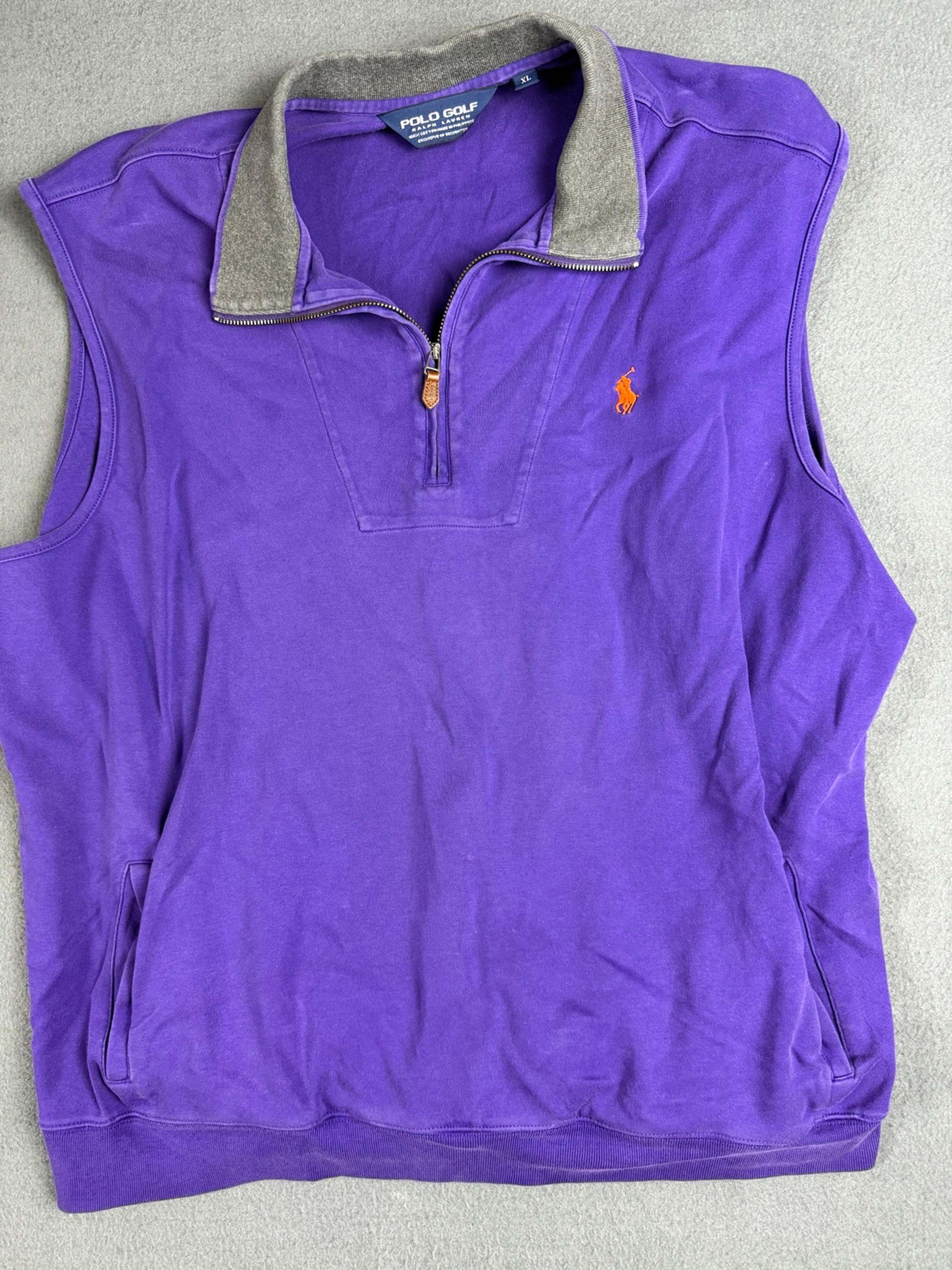 Polo Ralph Lauren Sweater Vest Men XL Quarter Zip Pullover Purple Golf