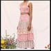 House of Harlow Pink Floral Smocked Crop Top Tiered Maxi Skirt Set Size Small