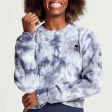 SoulCycle, Julia Tie Dye Cropped Long Sleeve Pullover Waffle Textured Women’s XS
