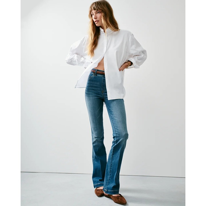 SPANX shape Women's Flare Jeans Vintage Indigo Medium Pull On Jeans