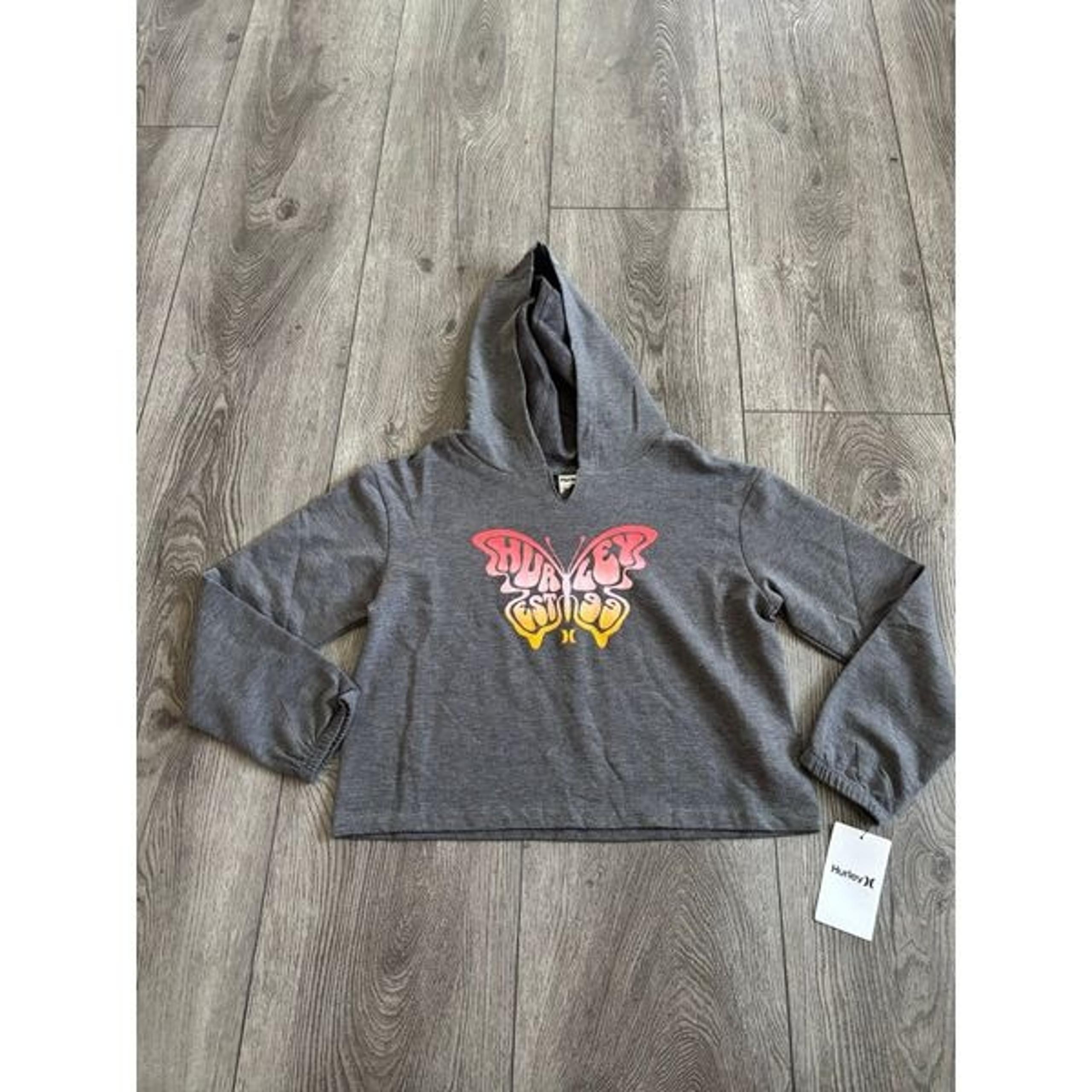 Hurley Gray Casual graphic Hoodie