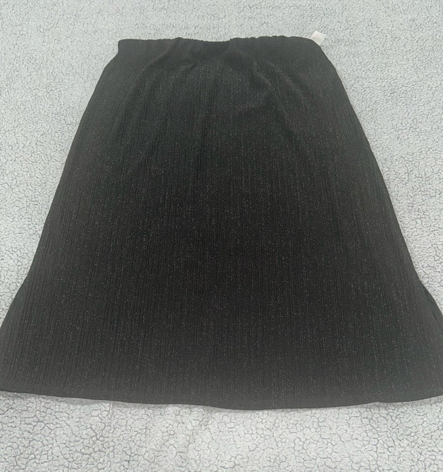 Jillian N Elegant Black Shimming Midi Skirt