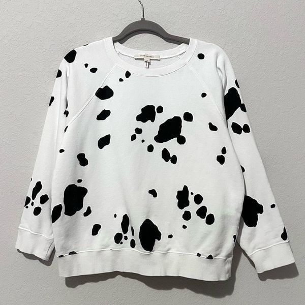 Marc Jacobs Sweatshirt Sz L Ink Drop Dalmatian Cow Print Artsy Western Cozy