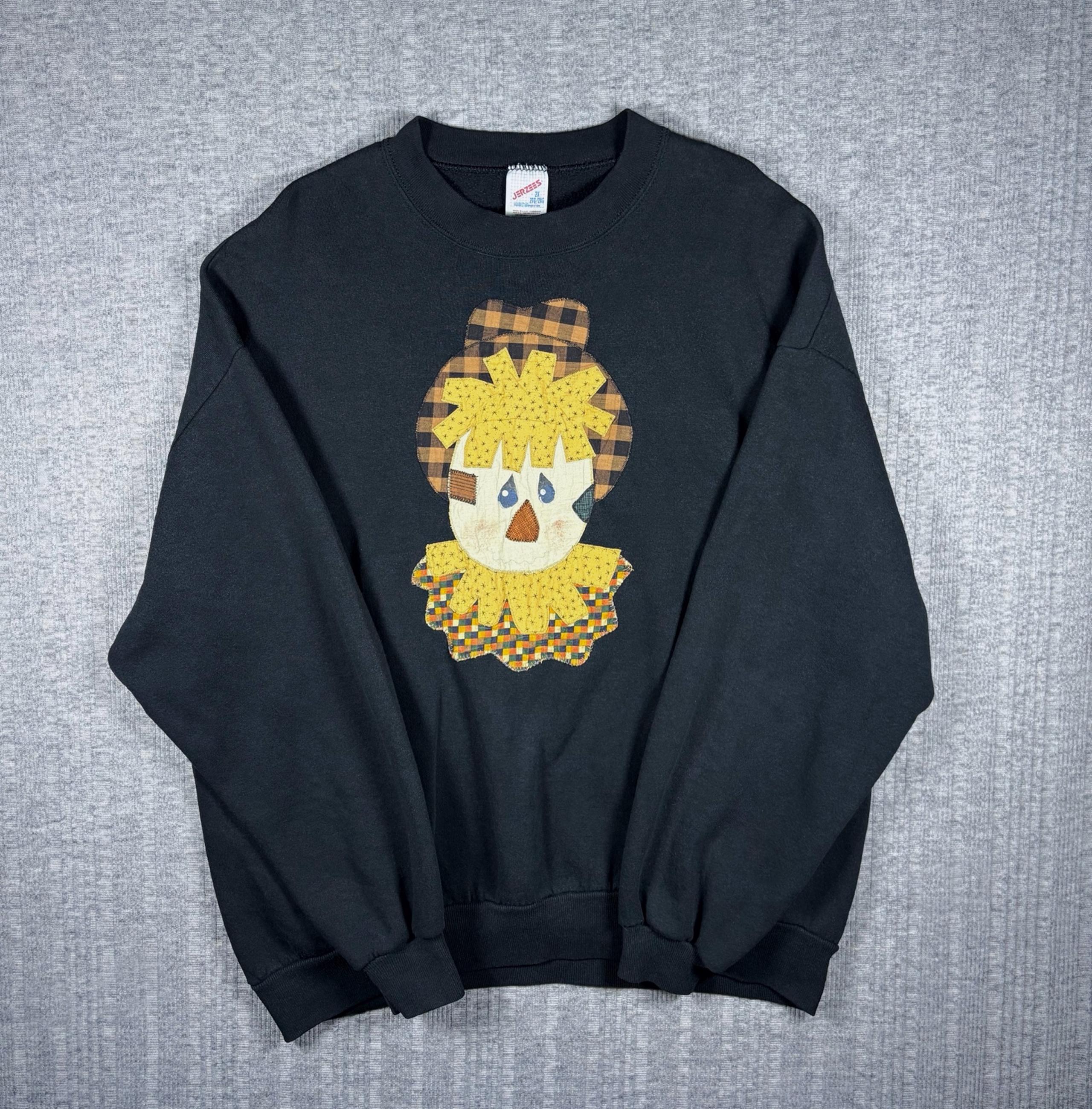Vintage Jerzees Crewneck Sweatshirt Scarecrow Mens 2XL USA Made Embroidered