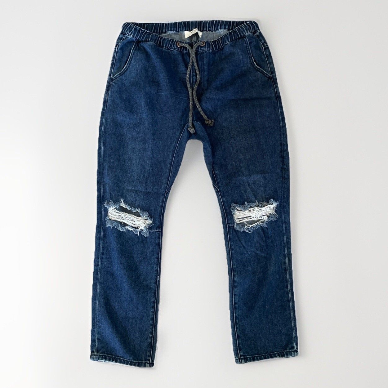 One Teaspoon Shabbies Drawstring Jeans Womens Size M Dark Blue Wash Distressed