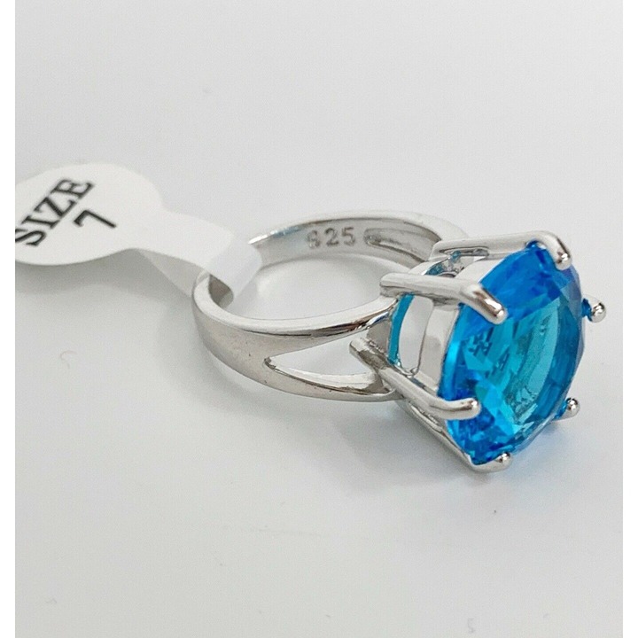 Sterling Silver 925 Blue Topaz Ring Sz 7 New