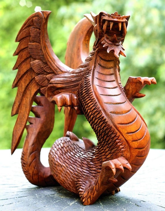 Solid Wooden Dragon Handmade Sculpture