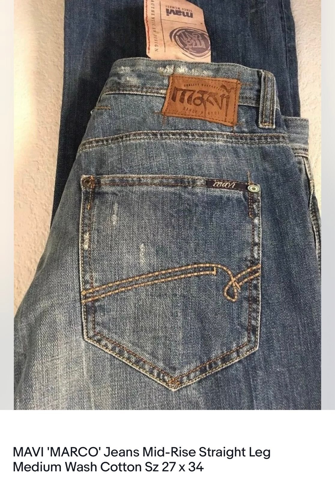 MAVI 'MARCO' Jeans Mid-Rise Straight Leg Medium Wash C