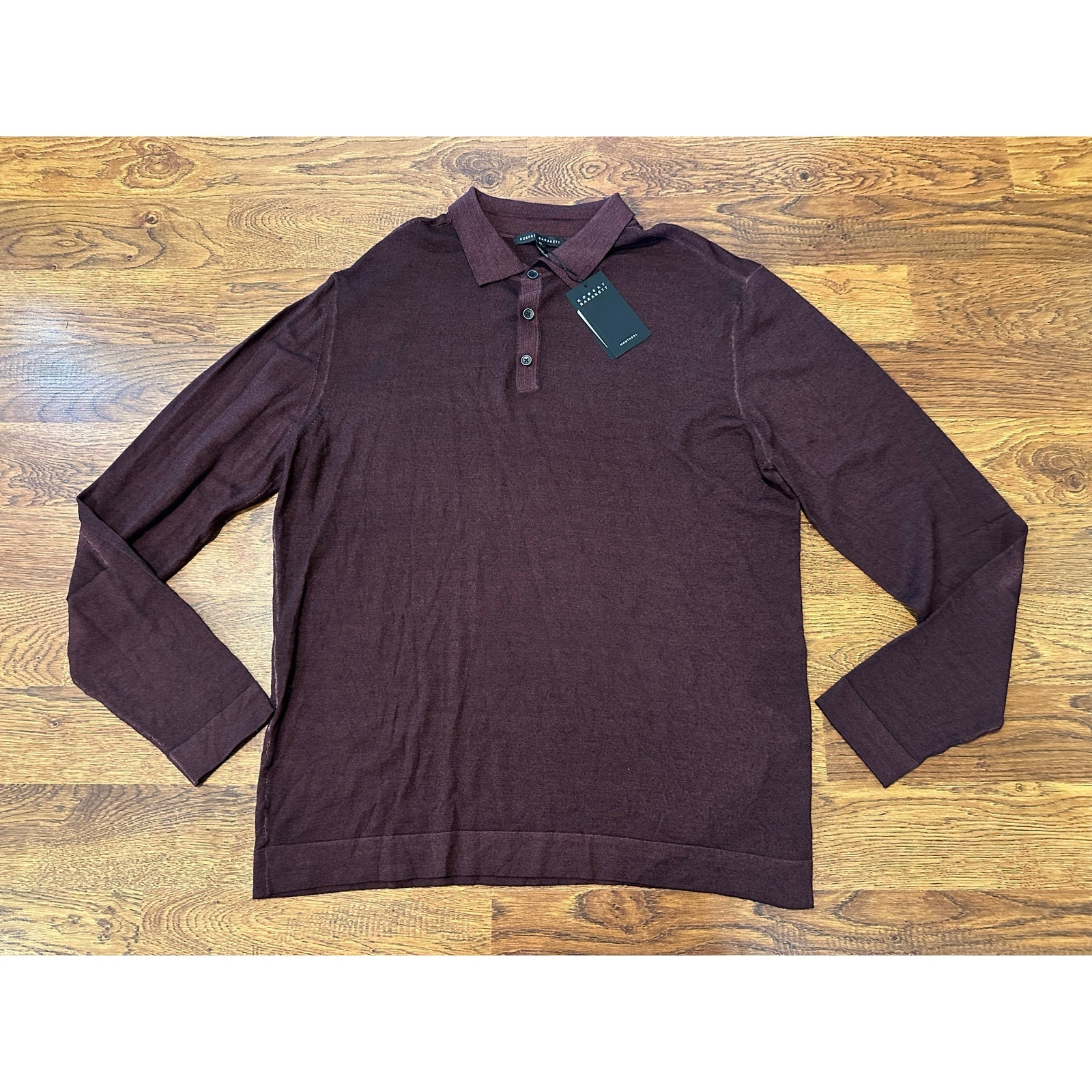Robert Barakett Men’s Roman Merino Wool Sweater Polo XL Black – NWT Knit (FLAW)