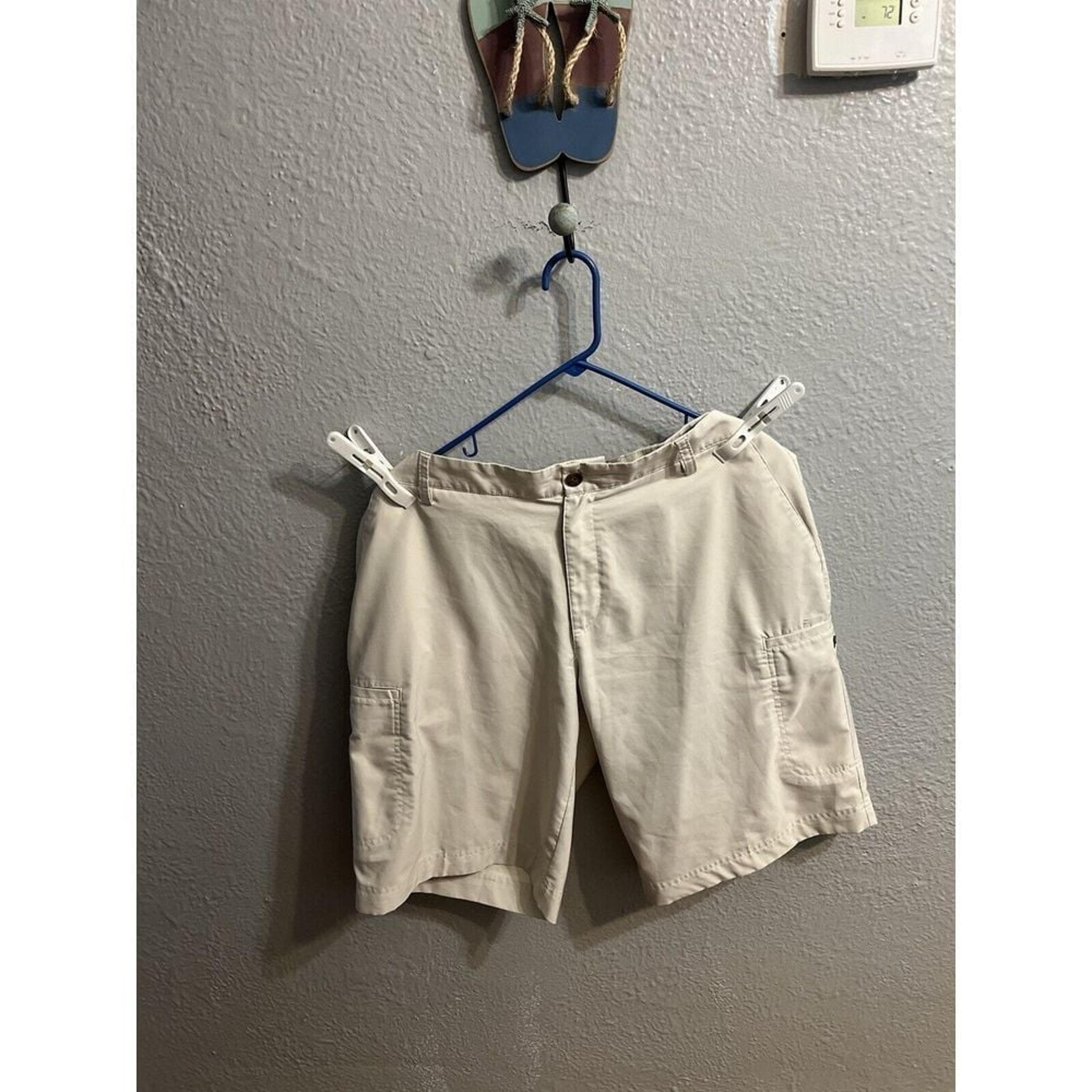 Adidas Cargo Shorts men's size 36 Beige Inseam 11 Inches flat front