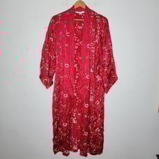 Victoria's Secret One Size Silk Red Floral Embroidered Robe Kimono Women's