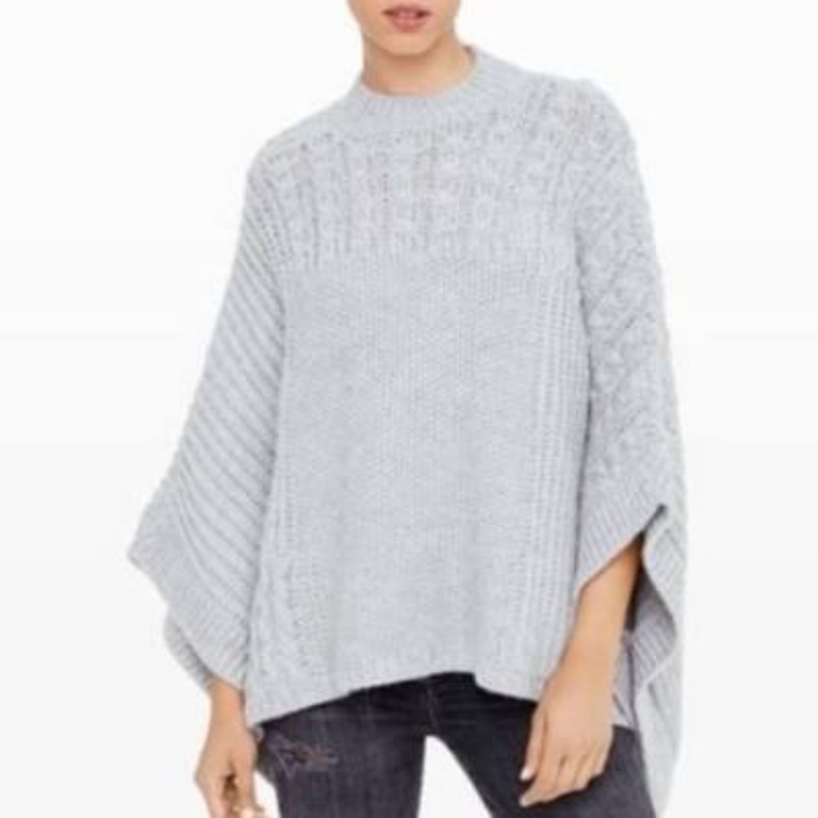 Club Monaco Janeen chunky knit wool & alpaca blend poncho sweater top