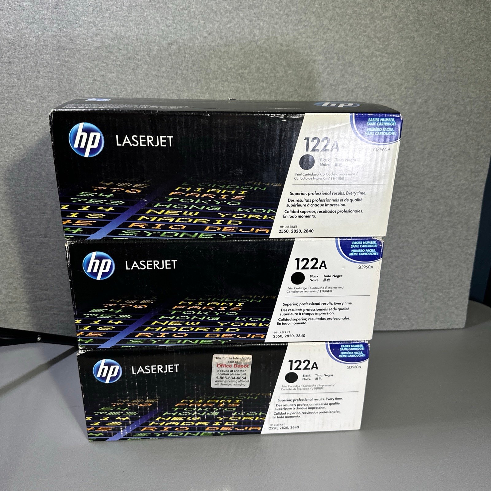 Lot Of 3 New In Box hp Laser Jet 122A Black Ink Cartridges Q3960A
