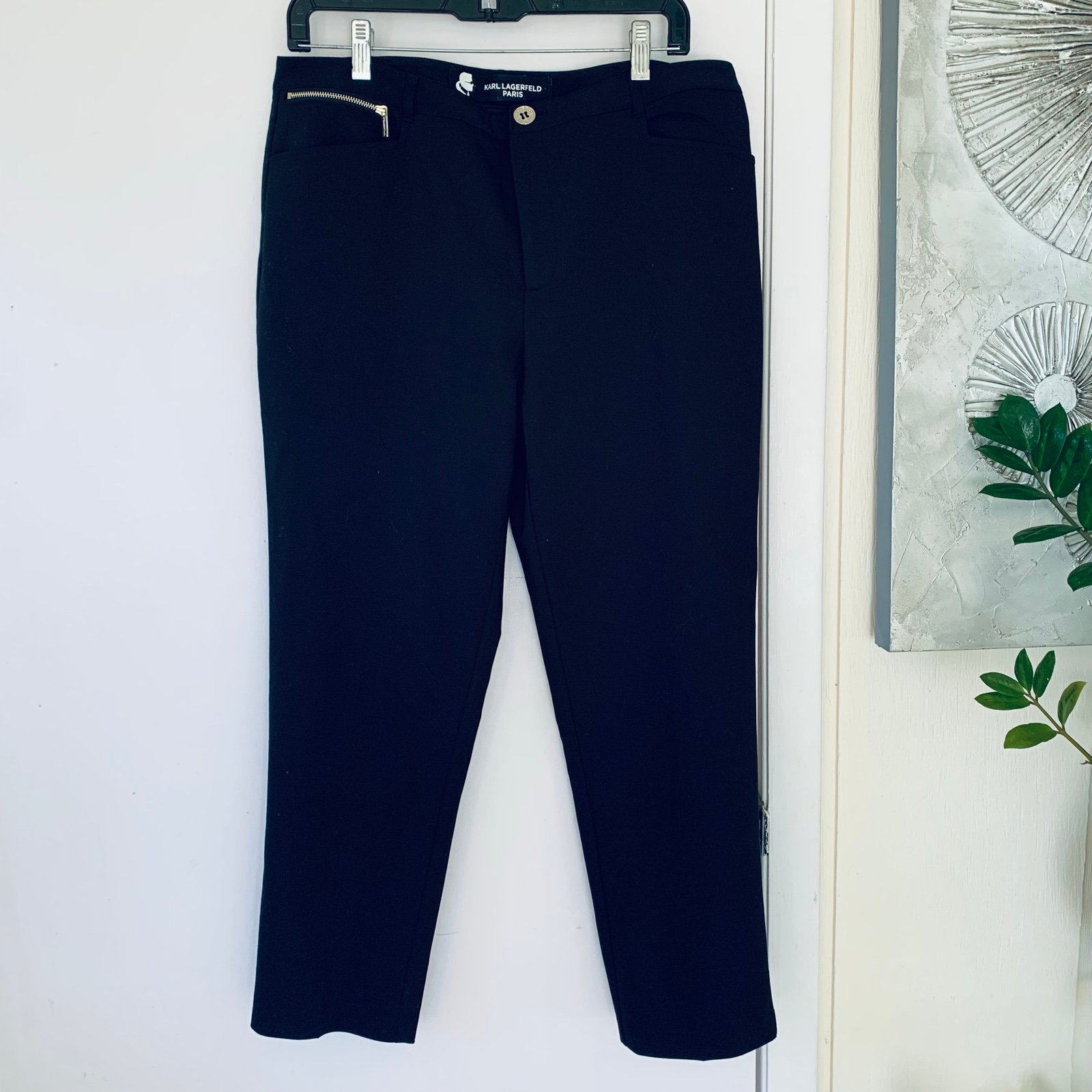 NWOT Karl Lagerfeld cotton blend black dress pants size 12