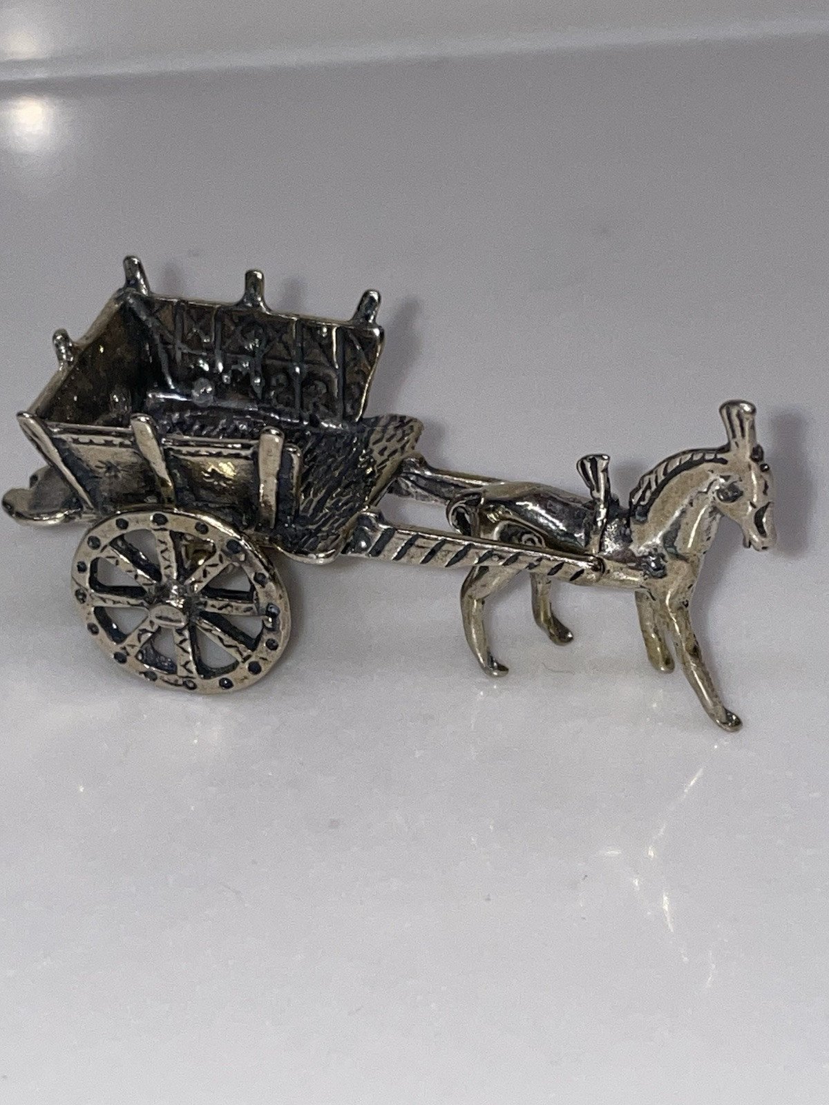 Vintage 925 Sterling Silver Donkey/Mule & Cart Miniature – 21g