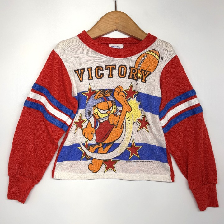 Vintage 1978 Garfield VICTORY Football Long Sleeve Pajama Shirt PJs Youth Sz 5