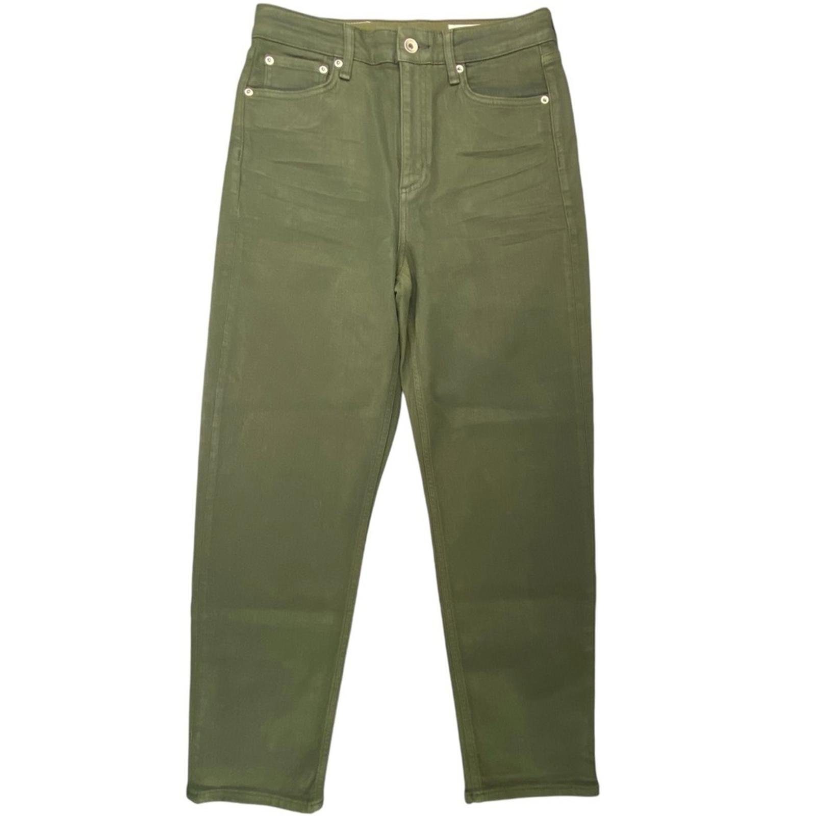 Rag & Bone Nina High-Rise Ankle Cigarette Skinny - Coated Olive Wms sz 29