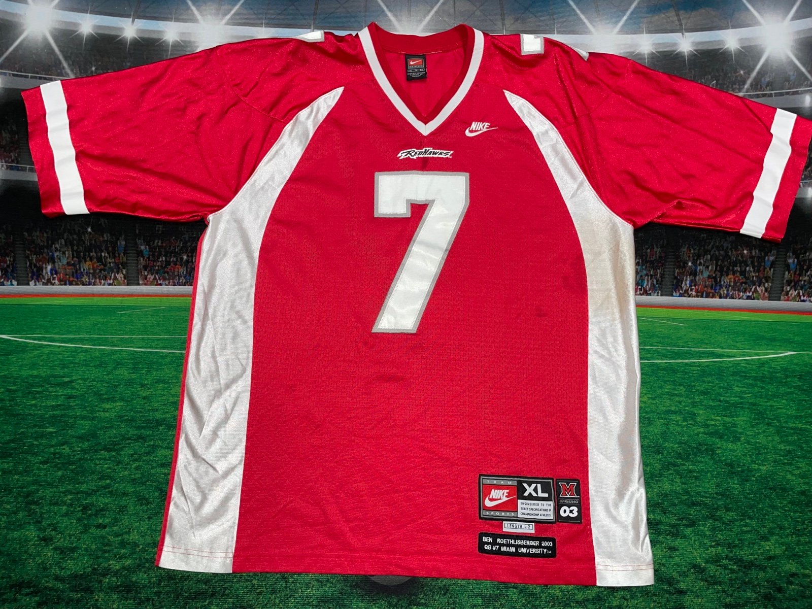 Redhawks University of Miami Ben Roethlisberger #7 Nike Throwback Jersey Large