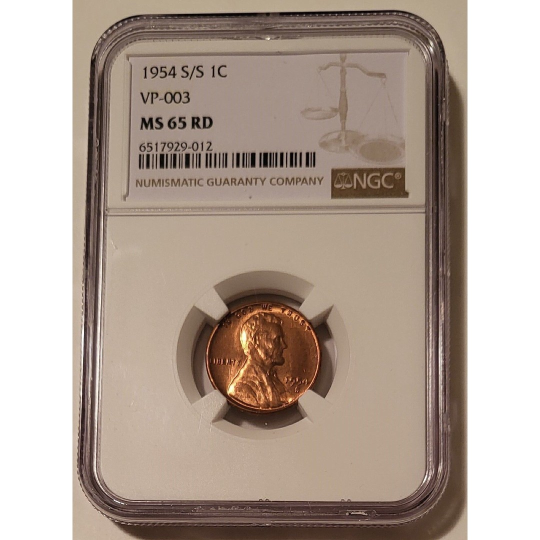1954 S/S Lincoln Wheat Cent Rpm VP-003 MS65 RED NGC