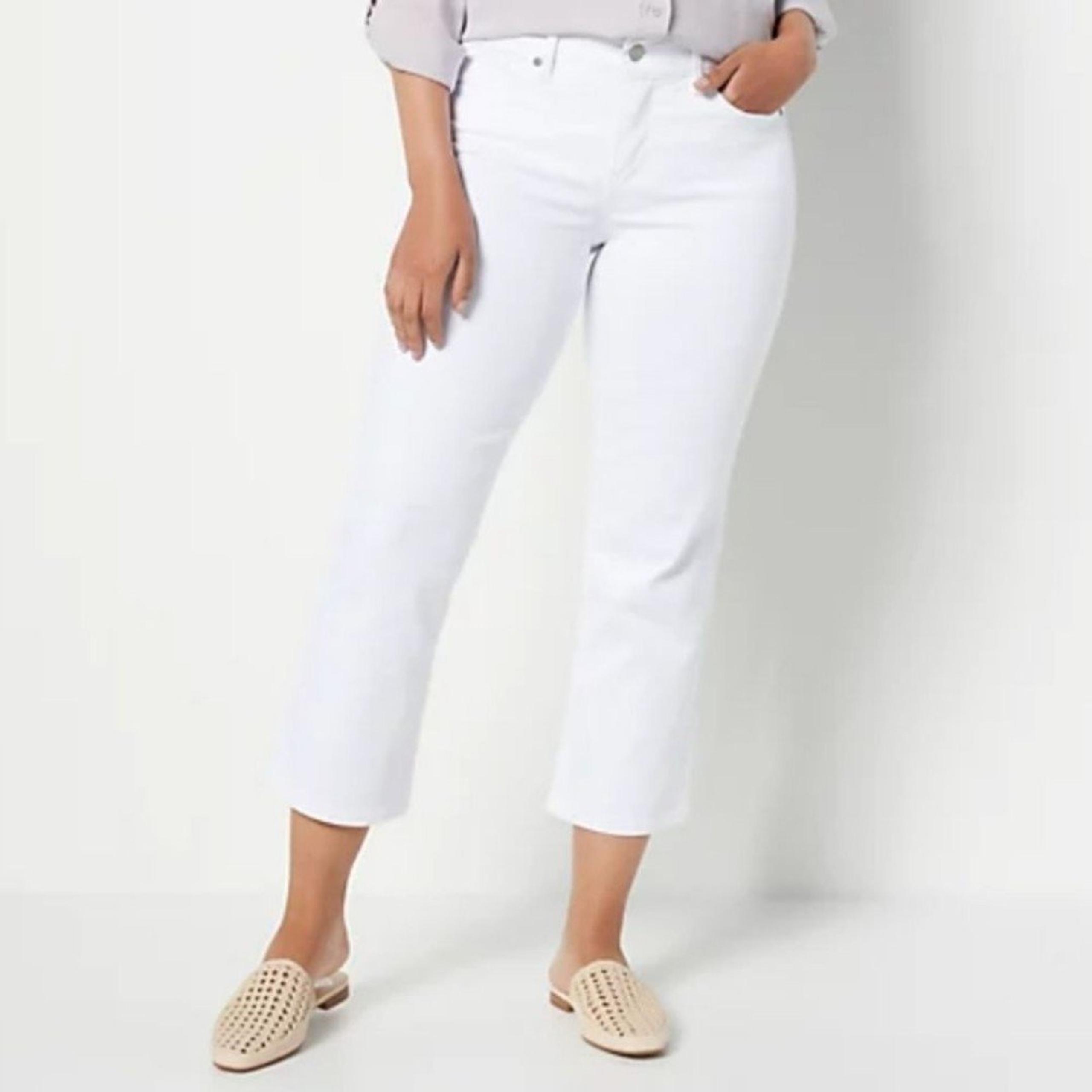 NYDJ Marilyn Straight Crop Jeans in Cool Embrace - Optic White Size 6