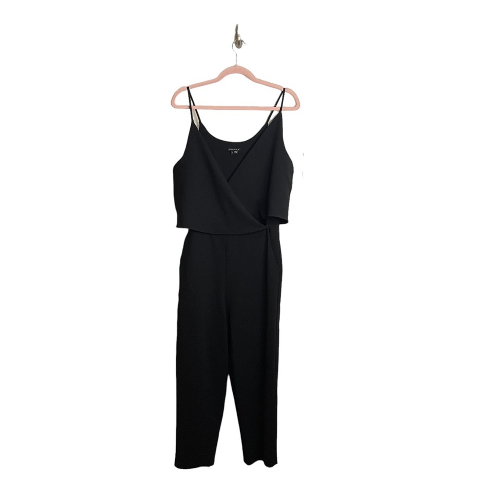 Theory Odila Black Plunging Crepe Jumpsuit - detail