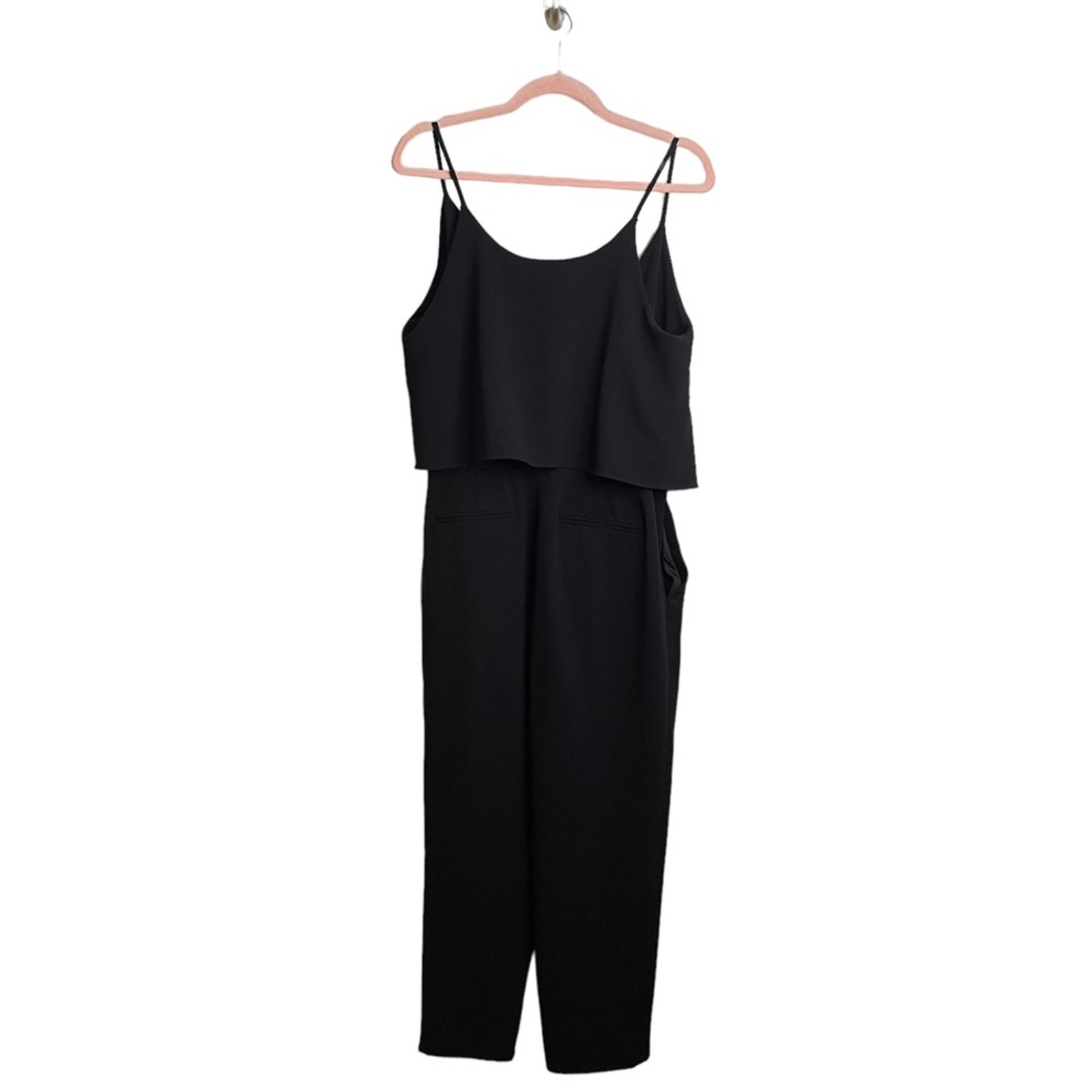 Theory Odila Black Plunging Crepe Jumpsuit - detail