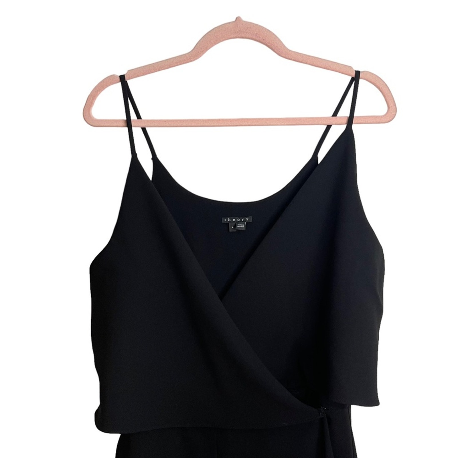 Theory Odila Black Plunging Crepe Jumpsuit - detail