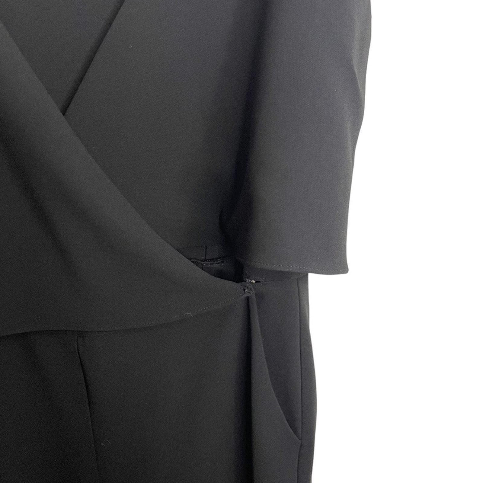 Theory Odila Black Plunging Crepe Jumpsuit - detail