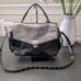 MICHAEL KORS Bristol Flip Top Handle Satchel Purse Handbag Black Silver Croc