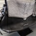 MICHAEL KORS Bristol Flip Top Handle Satchel Purse Handbag Black Silver Croc