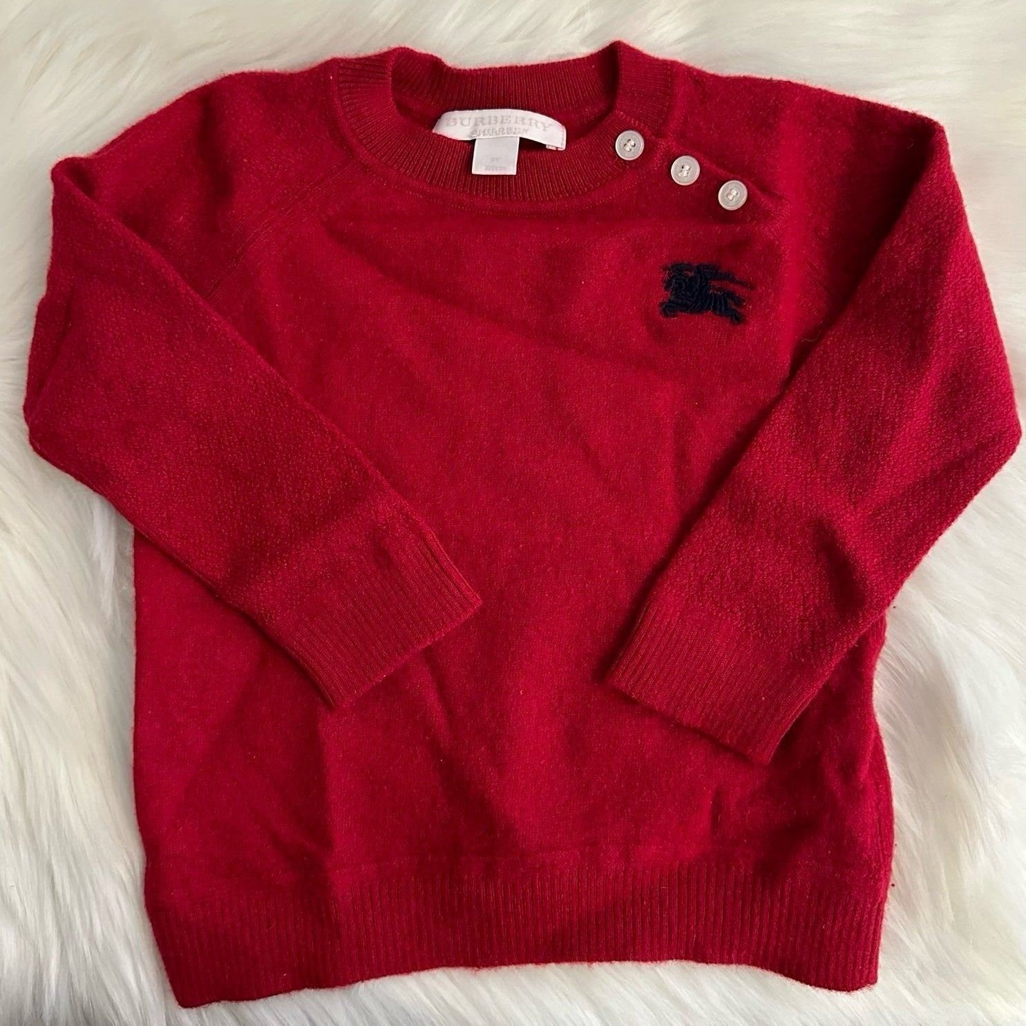 Burberry red cashmere sweaters pullover toddler boy 2T 2Y