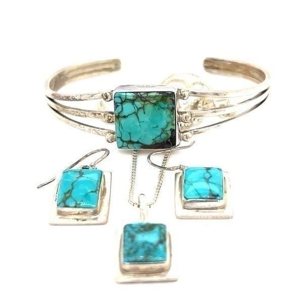3 Piece Sterling Silver Native American Turquoise Set