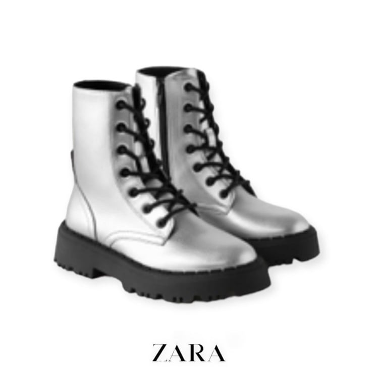 (2.5y) ZARA Kids| Silver | METALLIC ANKLE BOOTS