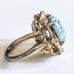 Vintage Estate Chunky Gold Robin's Egg Cabochon Costume Couture Cocktail Ring