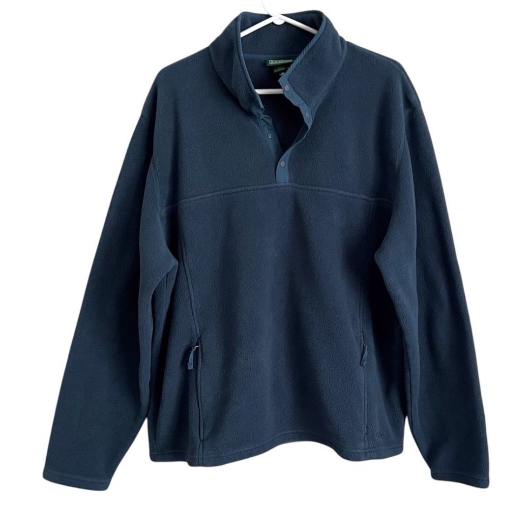 LL Bean Men’s Blue Snap Neck Pullover Fleece Sweatshirt Gorpcore Outdoor Size XL