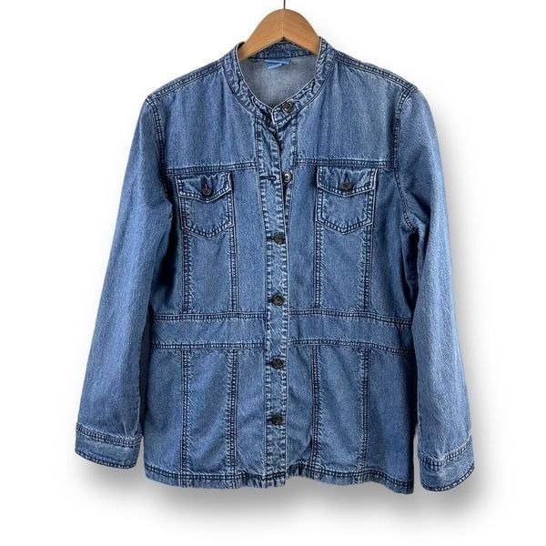 Classic Elements Women's L Denim Shacket Shirt Jacket Blue Barn Chore Casual