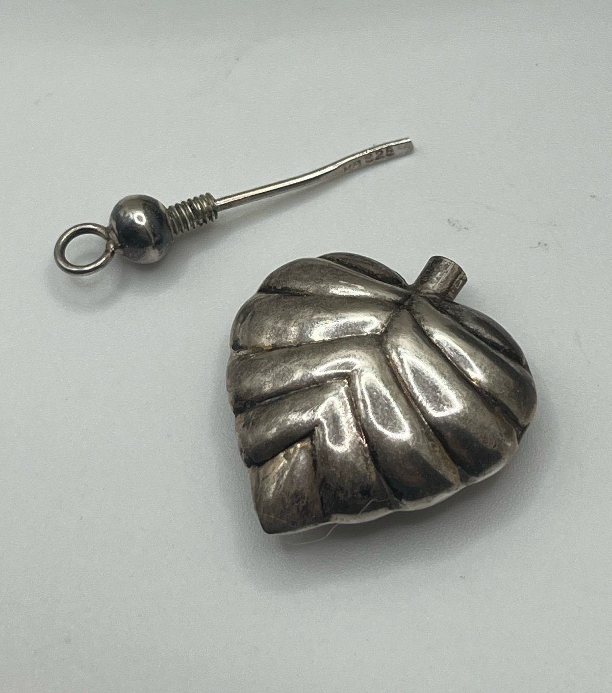 Vintage Sterling Silver Puffy Heart Perfume Bottle Pendant
