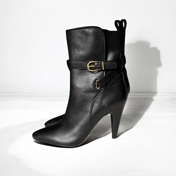 NEW Veronica Beard Sohelia Black Leather High-Heel Ankle Boots / Booties 8.5
