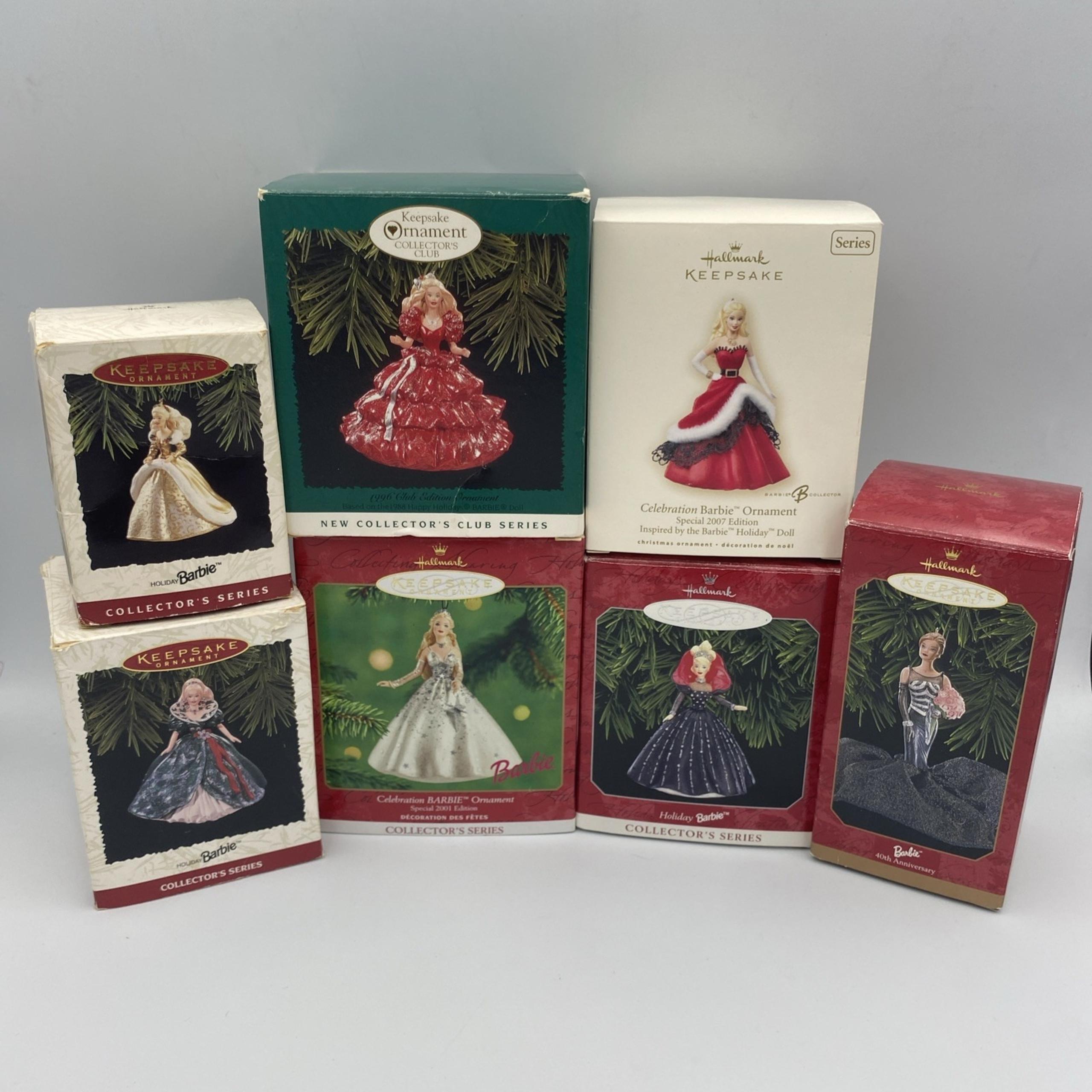 Barbie Hallmark Keepsake Ornaments Lot of 7 in Boxes Holiday Christmas 1995-2007