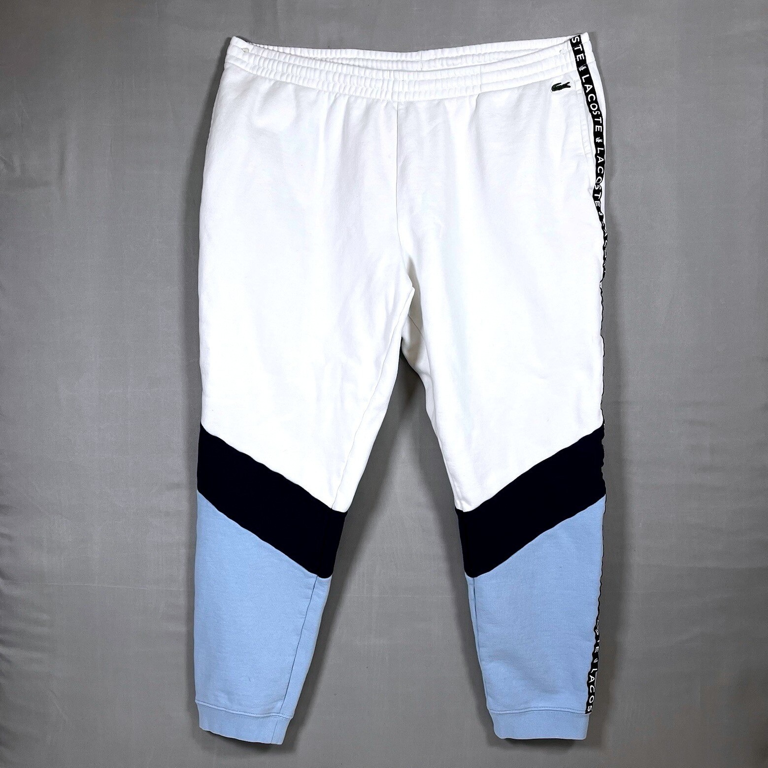 Lacoste Sweatpants Men's 3XL Blue Navy White XH7066 Fleece Jogger Colorblock