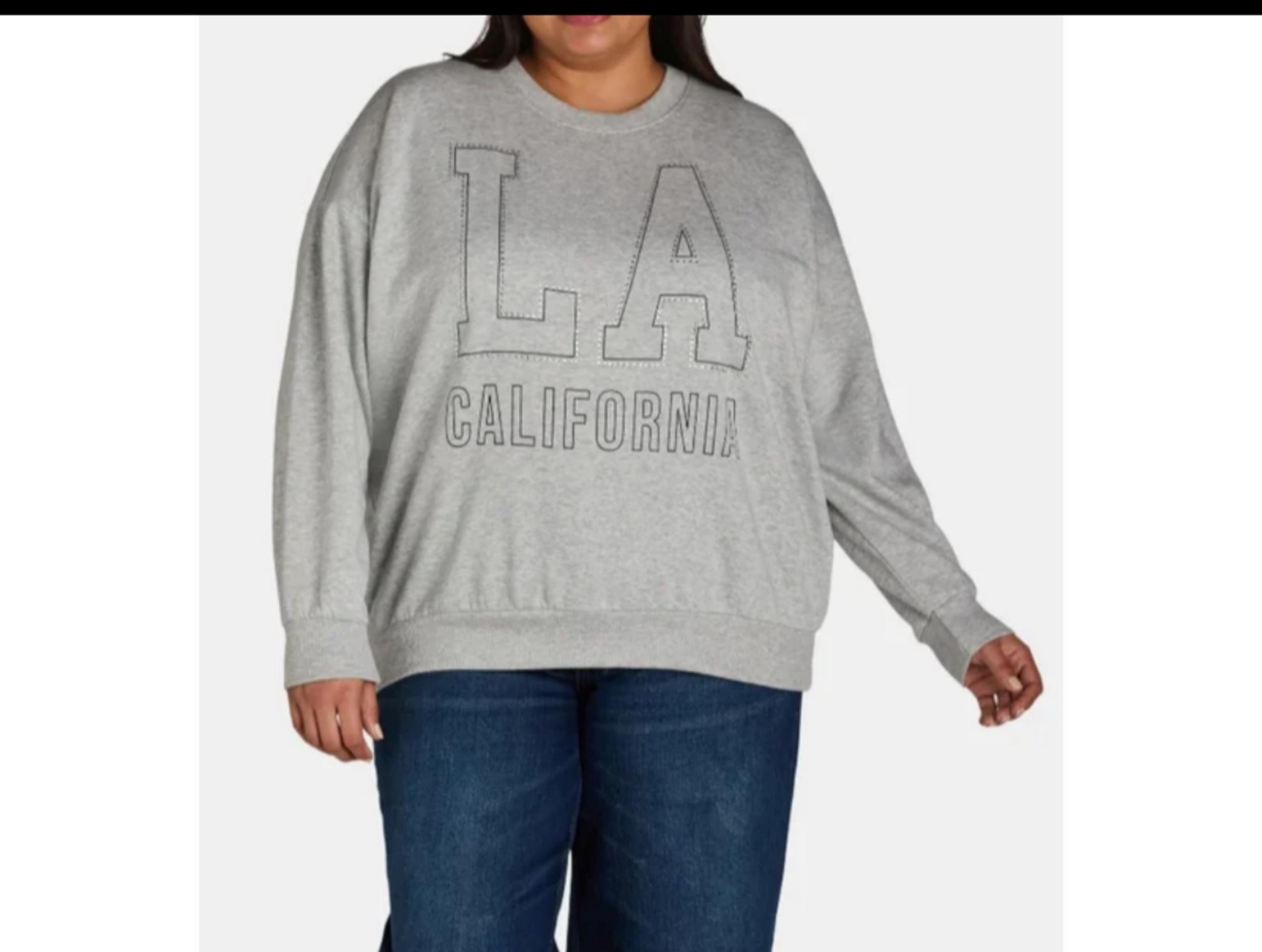No Boundaries Women's Size XS (0-2) Crew Neck Sweatshirt "LA California" Heather