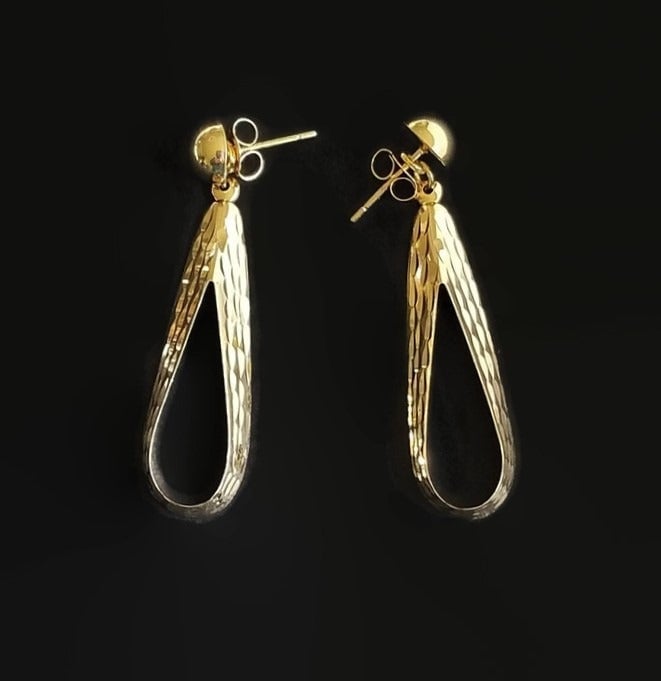 18K Gold Earrings with Dangle Jackets - Domed Stud Earrings with Enhancers